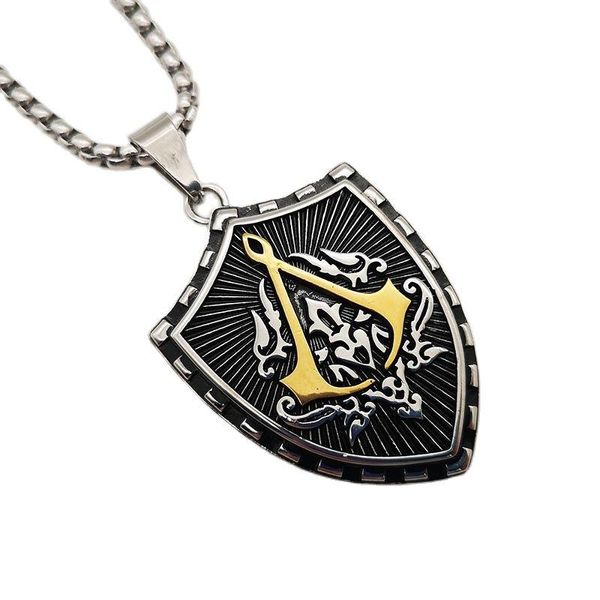 Pendentif Colliers Arrivée 2 Tons En Acier Inoxydable 316L Free Mason Collier Mens Hip Hop Rock Shield Amulet JewelryPendant