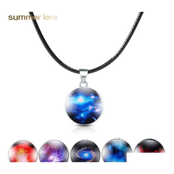 Pendentif Colliers Arrivée Neba Space Universe Galaxy Collier Verre Cabochon Collier En Cuir Corde Chaîne Pour Femmes En Gros Drop Deli OT48Z