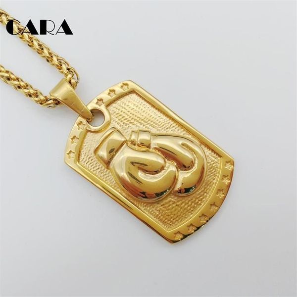 Pendentif Colliers Arrivée Punk Style 316L En Acier Inoxydable Hip Hop Collier Gant De Boxe Tablette Carrée Bijoux Pour Hommes CAGF01902869