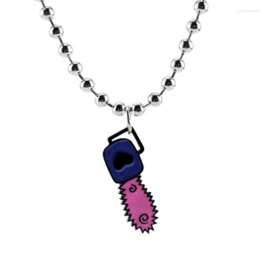 Pendentif Colliers Arrivée Punk Style Collier Chainsaw Bijoux Perles Chaîne Film Saw Thème Pour Halloween Party Accessoire