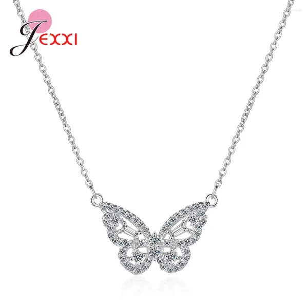 Collares colgantes Llegada de estilo romántico Regalos de joyería de moda para niñas 925 Collar de cumpleaños de mariposa de plata esterlina