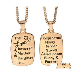 Collares colgantes Llegada El amor entre una madre hija es letras para mujeres Joyas de moda familiar Drop entrega colgantes OTB2Q