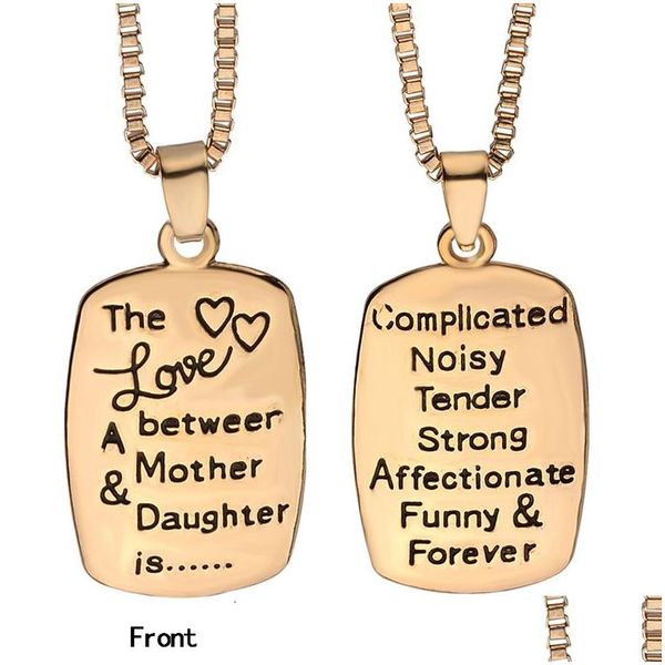 Pendentif Colliers Arrivée L'amour Entre Une Mère Fille Est Des Lettres Pour Les Femmes Famille Mode Bijoux Drop Delivery Pendentifs Dhkpe