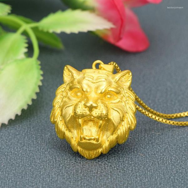 Pendentif Colliers Arrivée Tête De Tigre Collier 24K Or Jaune Plaqué Hip Hop Clavicule Chaîne Pour Hommes Fine Jewelry