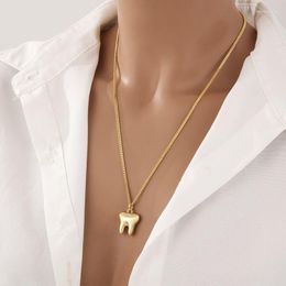 Collares colgantes Llegada Accesorios de joyería unisex Diseño simple y pequeño Color dorado Collar de gargantilla de dientes tridimensional