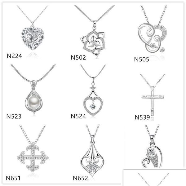 Pendentif Colliers Arrivée Femmes Gemstone Sterling Sier Plaqué Collier Gtp14 Fleur Note 925 Collier Avec Chaîne Mixte Style Drop De Dhy5C