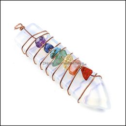 Collares colgantes Punta de flecha Chakra Reiki Pendums curativos Encantos Piedras naturales Colgante Amet Cristal Meditación Hexagonal Dhseller2010 Dhopl