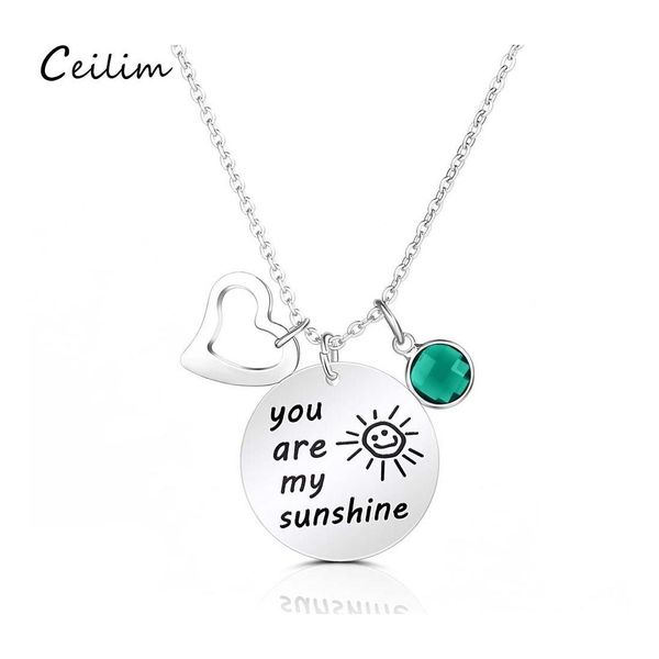 Pendentif Colliers Arrivée Vous êtes ma personne Sunshine Amis Love Heart Collier en acier inoxydable pour femmes Couple Bijoux Cadeau Drop Ot2Re