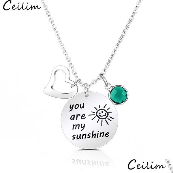 Collares pendientes Arrrival You Are My Sunshine Person Friends Love Heart Collar de acero inoxidable para mujeres Pareja Joyería Regalo Drop Dhxbi