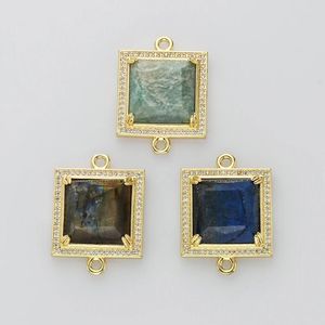 Hanger Kettingen Art Deco Natuurlijke Gouden Vergulde Vierkante Multi-soort Steen Voor Vrouwen Kristal Minimalistische Charme Sieraden Ketting Accessoires