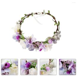 Pendentif Colliers Guirlande Artificielle Bandeau Couronne Réaliste Coiffe Femme Réaliste Fleurs Violettes