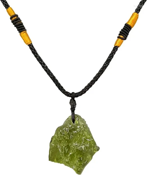 Pendentif Colliers Collier de cristal Moldavite artificiel pour hommes femmes à la main irrégulière pierre énergie bijoux cadeaux elle lui