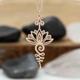 Pendentif Colliers Artistique Lotus Fleur Hippie Femmes Creux Placage Bijoux Cadeau Yoga Guérison Charmes Pendentifs