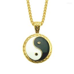 Hanger kettingen ascona hiphop tai chi yin yang rek sterling zilveren ketting vrouwen natuurlijke zwarte spinel ronde edelsteen heal2222