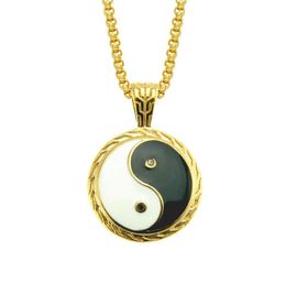 Colliers pendants Ascona Hip Hop Tai Chi Yin Yang Rack Sterling Silver Collier Femmes Natural Noir Spinelle Round Gemstone9626180