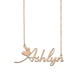 Pendentif Colliers Ashlyn Nom Collier Plaque signalétique personnalisée pour femmes filles amis anniversaire mariage Noël cadeau de la mère