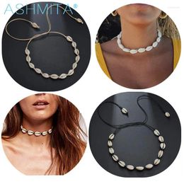 Colliers pendants Ashmita 2024 3 Style Bijoux de plage vintage Bohemian Shell Sheld tissé à la main Bracelet Collier Set For Women Girl