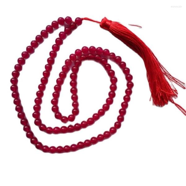 Collares pendientes Asia Natural 8 mm Jade Gem Tíbet Budista 108 Oración Rose Beads Mala Collar