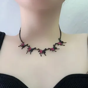 Hanger Kettingen Asymmetrische Glazuur Roze Zwarte Vlinder Ketting Voor Vrouwen Y2k Koreaanse Mode Luxe Sieraden Accessoires In 2024