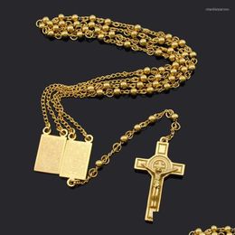 Pendentif Colliers Atgo Rosaire Perles Jésus Croix Relius Collier En Acier Inoxydable Femmes Hommes Chaîne Pour Hommes Brn18 Drop Livraison Bijoux Dhdho