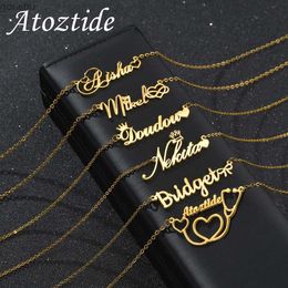 Hangende kettingen atoztide gepersonaliseerde aanpassing damesnaam ketting roestvrijstalen kroon hartketen ketting hanger verjaardagsjuwelen cadeauwx