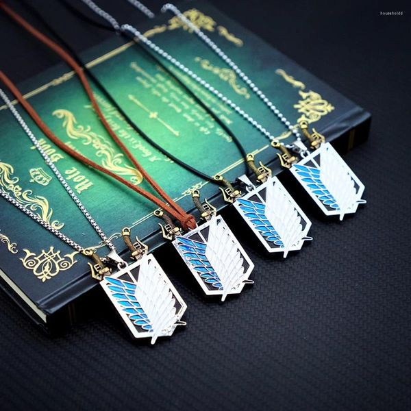 Collares colgantes Ataque en Titan Collar para hombres Shingeki No Kyojin Wings Of Liberty Sword Metal Anime Cadenas Gargantilla Collares