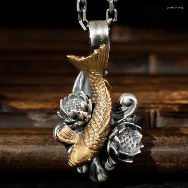 Pendentif Colliers de bon augure bonne chance à la main rétro collier Koi Leaping Dragon Gate forme mm bijoux accessoires