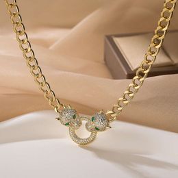 Ожерелья с подвесками, австралийская ниша, хип-хоп, медное покрытие, кулон из настоящего золота с цирконом и леопардом для женщин, персонализированное кубинское ожерелье INS2024