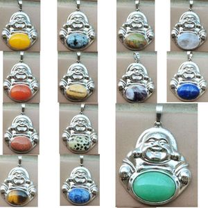 Hangende kettingen Aventurine Carnelian Crystal Tiger Eye Lapis Lazuli Goldstone Rhodorite Jaspe Unaktie Boeddha Art Bead WB1136