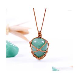 Hanger kettingen Aventurine kwarts ketting hand gevlochten chakra edelsteen voor mannen vrouwen reiki genezende kristalsteen drop levering je dhidl