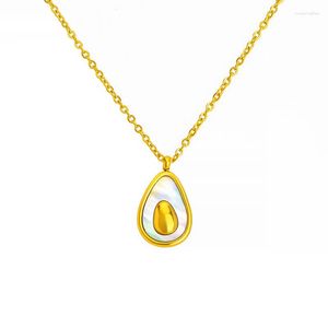 Hanger Kettingen Avocado Shell Ketting Voor Vrouwen Meisjes Goud Kleur Fruit Rvs Charm Sieraden Gift Groothandel GN386