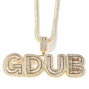 Hangende kettingen az aangepaste naam letters heup hiphop sieraden grote kristallen suiker ijsje out gouden initiële letter neckled nek dhgarden otk3l