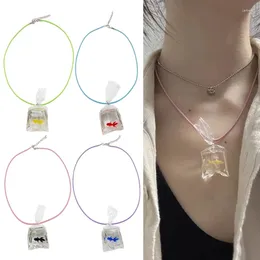 Collares colgantes B36D Goldfish Carp Fish Collar Creativo Bolsa de agua transparente Gargantilla Japonesa