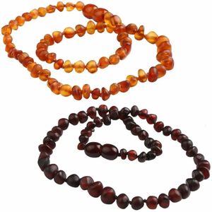 Colliers pendants Baby Baltic Amber Collier 33 cm Enfant dentition fait à la main Perles irrégulières naturelles bijoux anti-inflammatoire Gift 231208