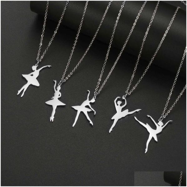 Collares colgantes chicas ballet para mujer joyería de acero inoxidable obsequio de regalos de entrega de caída colgantes dhght