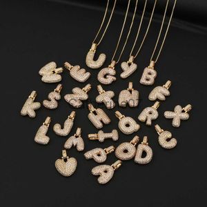 Colliers de pendentif Lettre de ballon initial Pendant - Alix Earle Gold plaqué Cubic Zirconia Bubble Letter Collier Brides Dreats Gifts Initial J230725