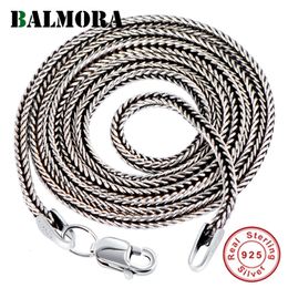 Hanger kettingen Balmora Real 925 Sterling zilveren vossenstaartketens Chokers lange kettingen voor vrouwen mannen chique ketting sieraden accessoire 16-32 inch 230516