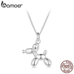 Colliers de pendentif Bamoer 925 STERLING Silver mignon Balloon Dog Pendant Collier Platinum Plated Nern For Women Birthday Day Gift Q240525