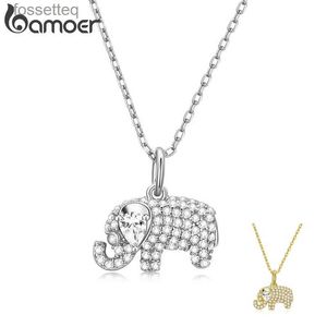 Pendant Necklaces Bamoer véritable 925 Sterling Sier exquis bébé éléphant pendentif clair CZ Sier chaîne collier pour femmes bijoux fins cadeau L240111
