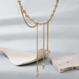Colliers pendants Baroque Collier de perles d'eau douce Design unique Conception en acier inoxydable Boul Plus de bijoux Boutique Boutique Prendante-cadeau
