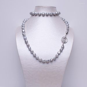 Pendentif Colliers Perle Baroque 90cm Long Collier Gris Couleur Keshi Bijoux Cadeaux 10-12mm Chandail Chaîne Femmes