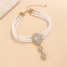 Colares de pingente barroco pérola multi-camada colar para mulheres casamento delicado colorido cristal clavícula corrente colares jóias