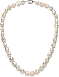 Collares pendientes Collar de perlas barrocas para mujer 9-10 mm Collar de perlas cultivadas de agua dulce de calidad AA con cierre de plata esterlina 230609