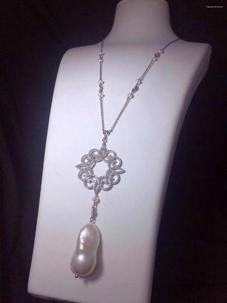 Pendentif Colliers Collier De Perles Baroque Longue Chaîne Keshi Pull Naturel Femmes Cadeaux