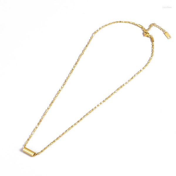 Pendentif Colliers Barils Collier Pour Femmes Filles Cylindre Or Couleur Titane Acier Charme Clavicule Bijoux Cadeau En Gros (GN863)