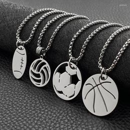 Hanger kettingen basketbal roestvrijstalen ketting voetbalvoetbal volleybal keten vrouwen mannen sport hiphop paar sieraden van Godl22