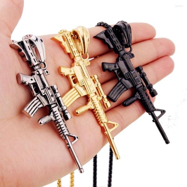 Collares colgantes Campos de batalla Juego Sniper Gun Collar de acero inoxidable Hombres Rifle Guns M416 24 pulgadas