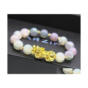 Collares pendientes Cuentas de piedra natural Feng Shui Hebras Pulseras Pixiu Riqueza Suerte Chino Pi Yao Dragon Charm Elástico Amet Bracel Dhvqv