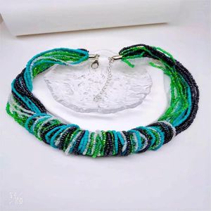 Colliers pendentif collier de perles originalité exagérer multicouche tricot à la main bohême couleur réglable marée simple perle de riz