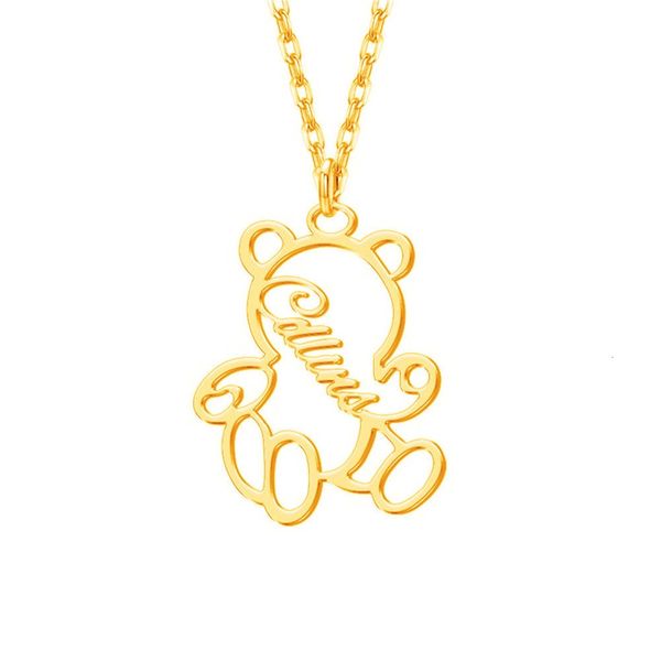 Pendentif Colliers Ours Colliers Pour Enfants Nom Personnalisé Pendentif Collier En Acier Inoxydable Bijoux Personnalisé Enfants Garçon Fille Cadeaux 230626